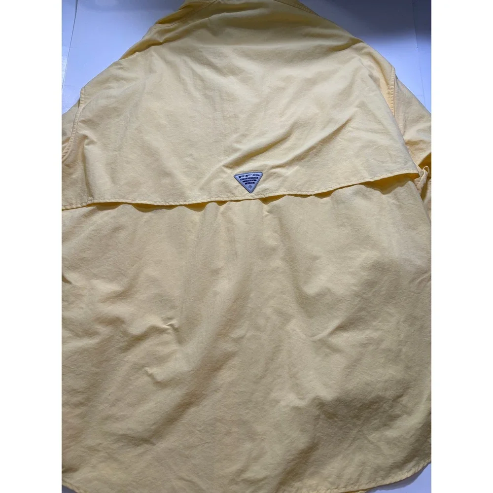 Columbia PFG Button Up Shirt XXL Yellow Omni-Shade‎ Fishing Vented Outdoor Mens